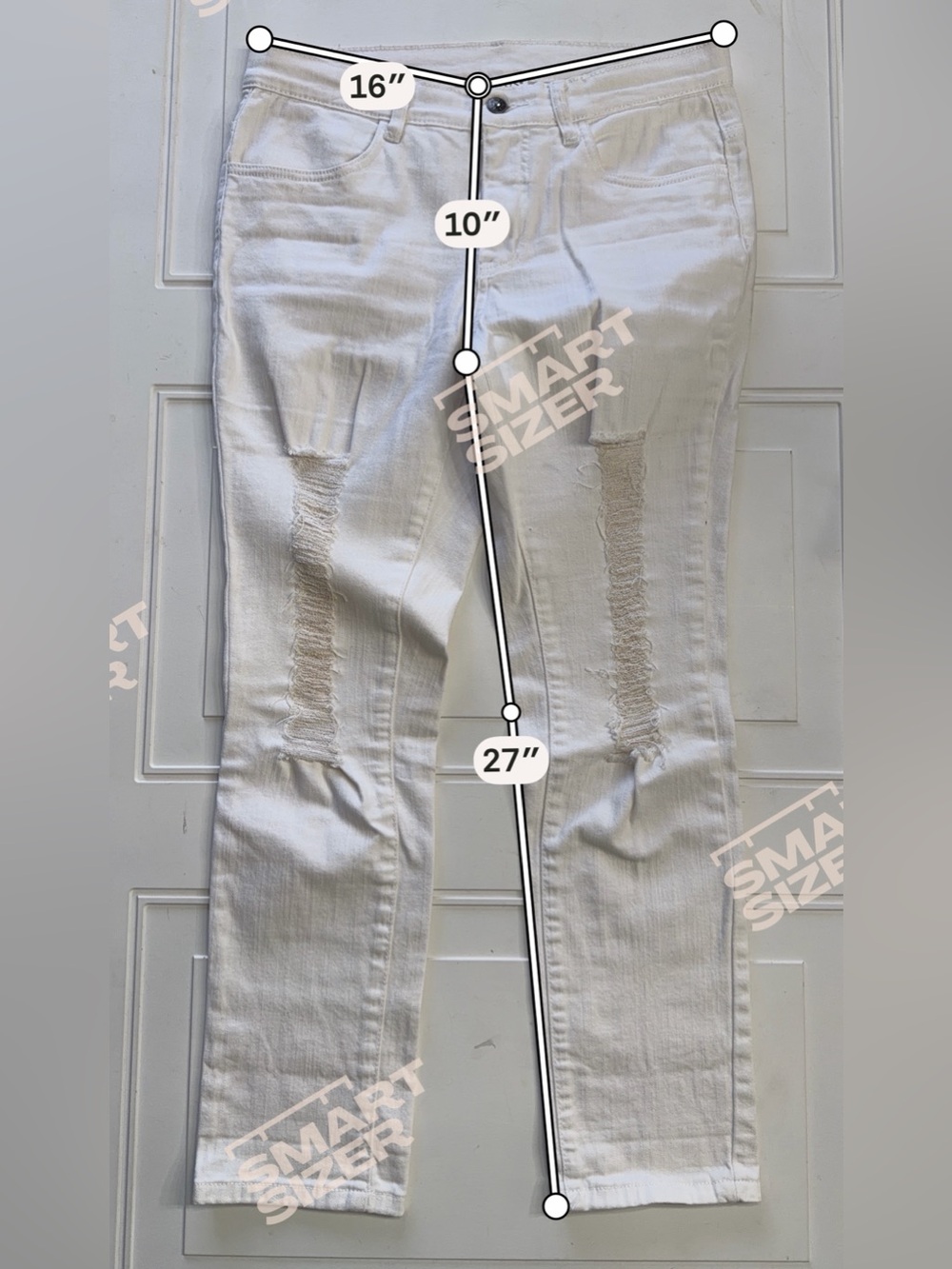 Venus Women’s Sz 8 White Distressed Pants Skinny Jeans Stretch Cotton - Picture 5 of 6
